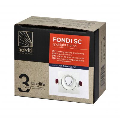 FONDI SC ramka dekoracyjna oprawy punktowej, MR16/GU10 max. 50W, kwadrat, stała, aluminiowa, biała (AD-OD-6523/W)