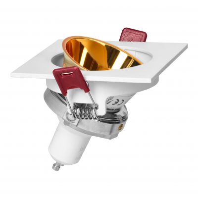 FONDI SC ramka dekoracyjna oprawy punktowej, MR16/GU10 max 50W, kwadrat, stała, aluminiowa, biało-zł (AD-OD-6523/W-C)