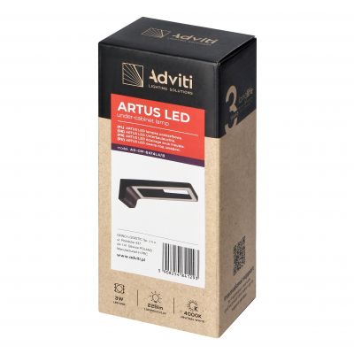 ARTUS lampka podszafkowa LED 3W, 225lm, 4000K, czarna (AD-OM-6474L4/B)