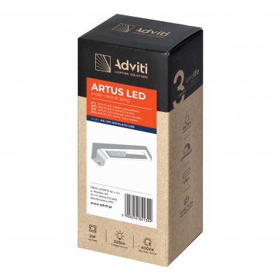 ARTUS lampka podszafkowa LED 3W, 225lm, 4000K, z włącznikiem dotykowym i USB, szara (AD-OM-6474L4/G/USB)