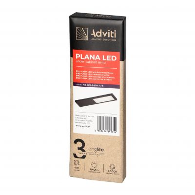 PLANA lampka podszafkowa LED 4W, 240lm, 4000K, czarna (AD-OM-6476L4/B)