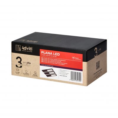PLANA zestaw 3 lamp podszafkowych LED, 3x4W, 3x240lm, 4000K, z włącznikiem bezdotykowym, czarne (AD-OM-6477L4/B)