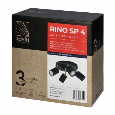 Rino SP 4, oprawa ścienno-sufitowa, GU10 max. 4x50W, IP20, czarna (AD-OP-6347BGU10)