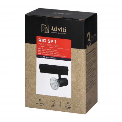 RIO SP 1, oprawa ścienno-sufitowa, E27 max. 60W, IP20, czarna (AD-OP-6429BE27)