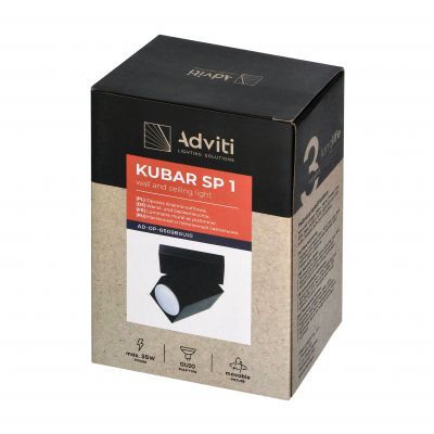 KUBAR SP 1, oprawa ścienno-sufitowa, GU10 max. 35W, IP20, czarna (AD-OP-6509BGU10)