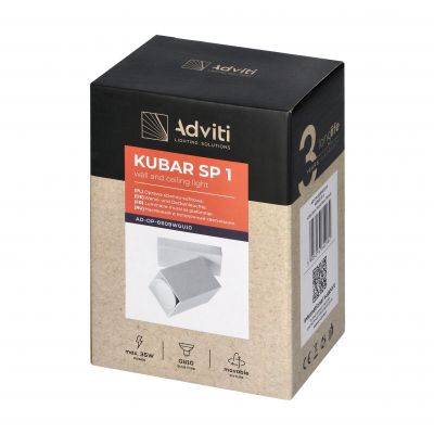 KUBAR SP 1, oprawa ścienno-sufitowa, GU10 max. 35W, IP20, biała (AD-OP-6509WGU10)