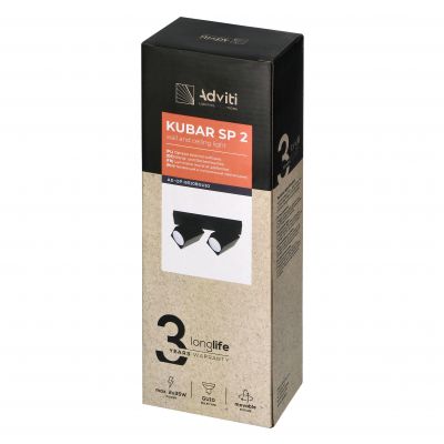KUBAR SP 2, oprawa ścienno-sufitowa, GU10 max. 2x35W, IP20, czarna (AD-OP-6510BGU10)