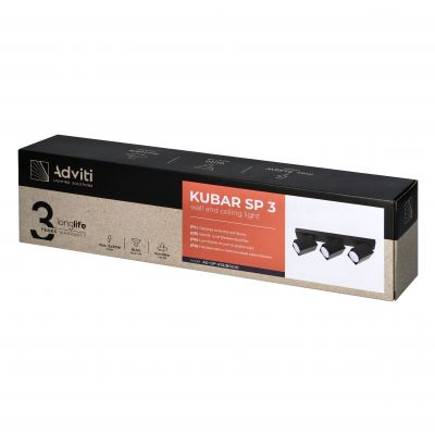 KUBAR SP 3, oprawa ścienno-sufitowa, GU10 max. 3x35W, IP20, czarna (AD-OP-6511BGU10)