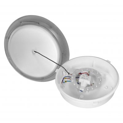 KOKO oprawa LED 12W z czujnikiem ruchu PIR 3000K, 1100lm, srebrna-polipropylen, klosz matowy-poliwęg AD-PL-6257GLPMR3 ORNO (AD-PL-6257GLPMR3)