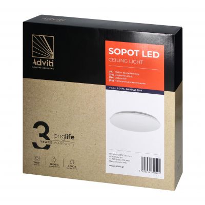 SOPOT plafon LED 18W, 1880 lm, 4000K, klosz PVC, IP20 (AD-PL-6460WLZM4)