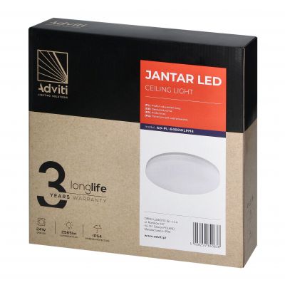 JANTAR plafon LED 24W, 2565 lm, 4000K, klosz PC, IP54 (AD-PL-6469WLPM4)