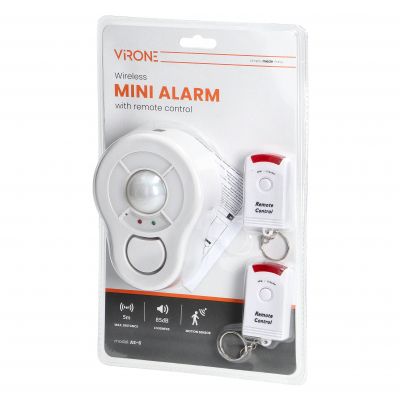 Mini alarm bezprzewodowy sufitowy z wbudowaną syreną sterowany pilotem, 5m, bateryjny AS-6 ORNO (AS-6)