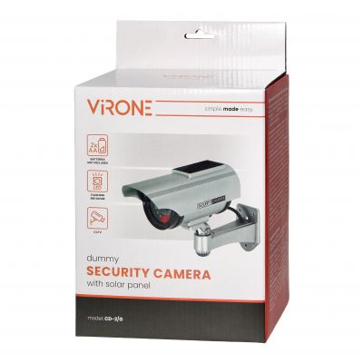 Atrapa kamery monitorującej CCTV, bateryjna, srebrna , z panelem solarnym (CD-2/G)