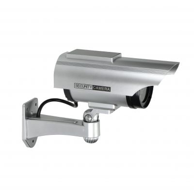 Atrapa kamery monitorującej CCTV, bateryjna, srebrna , z panelem solarnym (CD-2/G)