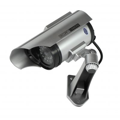 Atrapa kamery monitorującej CCTV, bateryjna, srebrna , z panelem solarnym (CD-2/G)