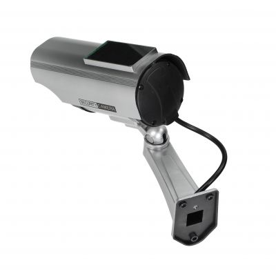 Atrapa kamery monitorującej CCTV, bateryjna, srebrna , z panelem solarnym (CD-2/G)