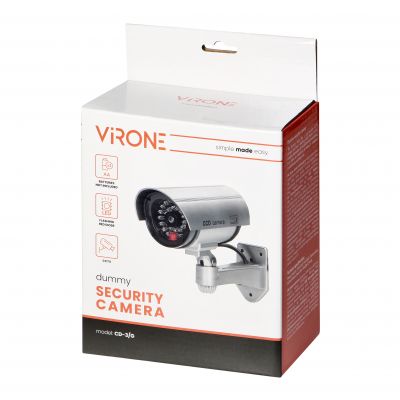 Atrapa kamery monitorującej CCTV, bateryjna, srebrna (CD-3/G)