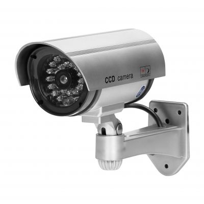 Atrapa kamery monitorującej CCTV, bateryjna, srebrna (CD-3/G)