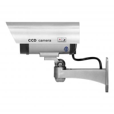 Atrapa kamery monitorującej CCTV, bateryjna, srebrna (CD-3/G)