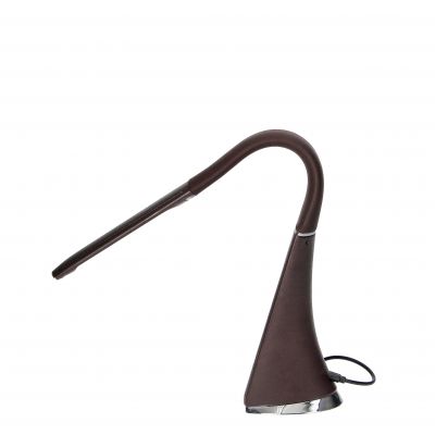 Lampka biurkowa DOLOMIT LED 4000K, 5W DIM z zegarem, imitacja skóry/chrom brązowa ORNO (DL-12/BR)