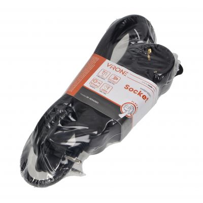 Przedłużacz 3-krotny 2P+Z (Schuko) , 3m H05VV-F 3x1,5mm2, Imax=16A, płaska wtyczka, czarny (ES-4(GS)/B/3)