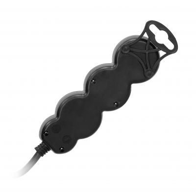 Przedłużacz 3-krotny 2P+Z (Schuko), 5m H05VV-F 3x1,5mm2, Imax=16A, płaska wtyczka, czarny (ES-4(GS)/B/5)