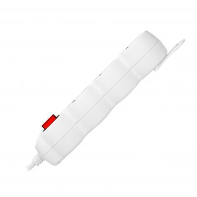 Przedłużacz 3-krotny 2P+Z (Schuko) z wyłącznikiem, 1,5m H05VV-F 3x1,5mm2, Imax=16A, płaska wtyczka, (ES-5(GS)/W/1,5)