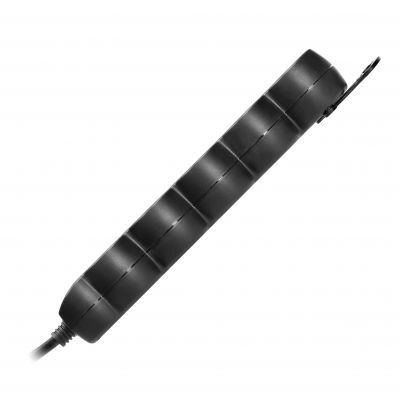 Przedłużacz 5-krotny 2P+Z (Schuko), 3m H05VV-F 3x1,5mm2, Imax=16A, płaska wtyczka, czarny (ES-6(GS)/B/3)
