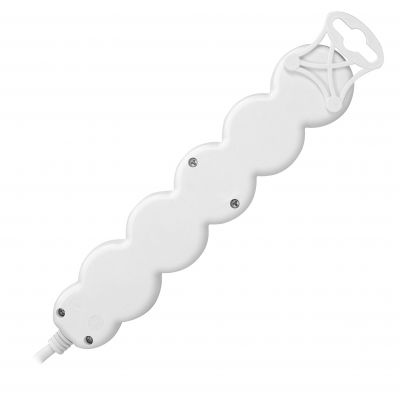 Przedłużacz 5-krotny 2P+Z (Schuko), 3m H05VV-F 3x1,5mm2, Imax=16A, płaska wtyczka, biały (ES-6(GS)/W/3)