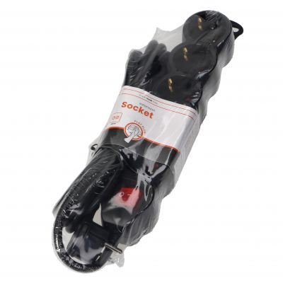 Przedłużacz 5-krotny 2P+Z (Schuko), z wyłącznikiem, 3m H05VV-F 3x1,5mm2, Imax=16A, płaska wtyczka, c (ES-7(GS)/B/3)
