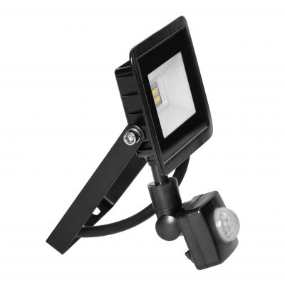 ALLED 10W Naświetlacz LED z PIR, 850lm, IP44, 4000K, Alu+szkło (FL/R-9)