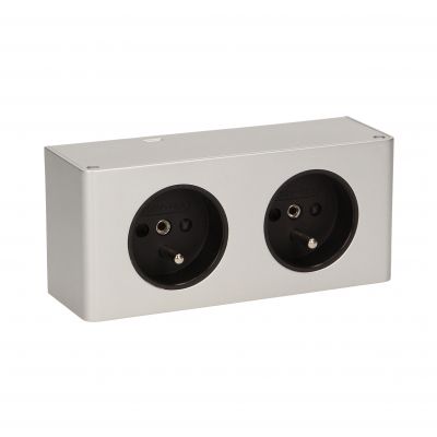 Gniazdo meblowe podszafkowe, 2x2P+Z srebrne (FS-10)