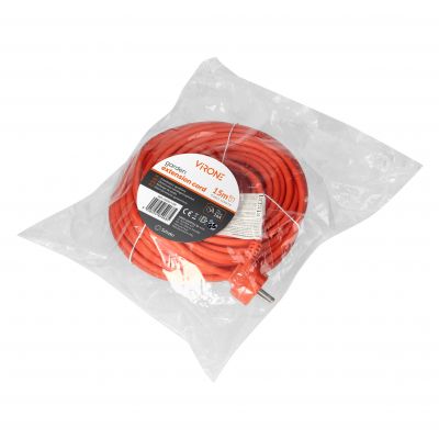 Przedłużacz ogrodowy jednogniazdowy Schuko, PVC 3x1,5mm2, długość 15m (GES-2(GS)/15M)
