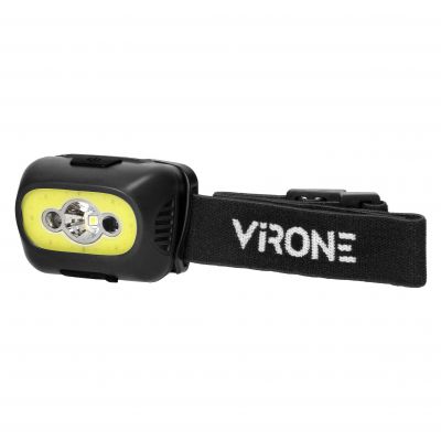 Latarka czołowa COB+LED, ładowanie USB, czujnik ruchu, czarna (LT-13/B)