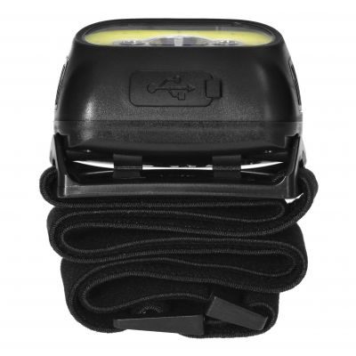 Latarka czołowa COB+LED, ładowanie USB, czujnik ruchu, czarna (LT-13/B)