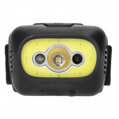Latarka czołowa COB+LED, ładowanie USB, czujnik ruchu, czarna (LT-13/B)