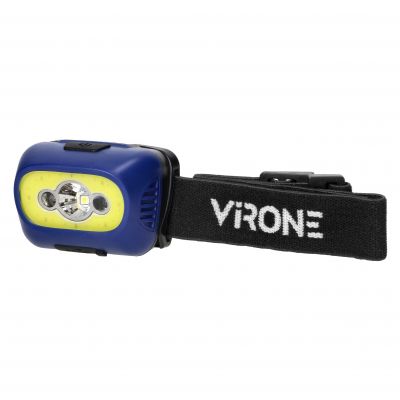 Latarka czołowa COB+LED, ładowanie USB, czujnik ruchu, niebieska (LT-13/BL)