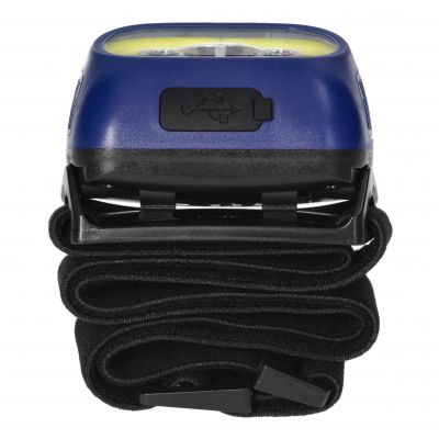 Latarka czołowa COB+LED, ładowanie USB, czujnik ruchu, niebieska (LT-13/BL)