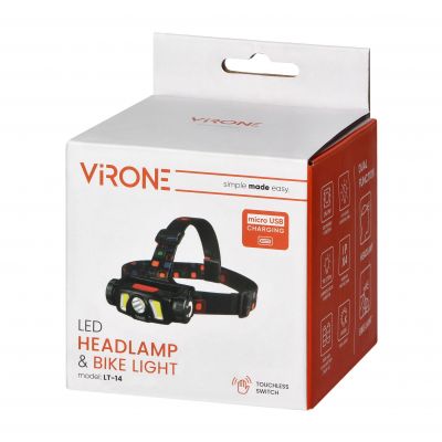 Latarka czołowa/światło rowerowe LED COB + XPG z akumulatorem Li-ion 1200 mAh, czujnik ruchu (LT-14)