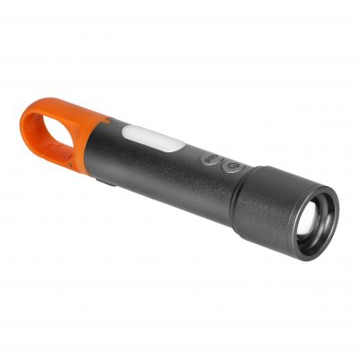 Latarka LED SMD 10W + COB 2W, 350lm, 1200 mAh, funkcja zoom, kolorowe nakładki (LT-18)