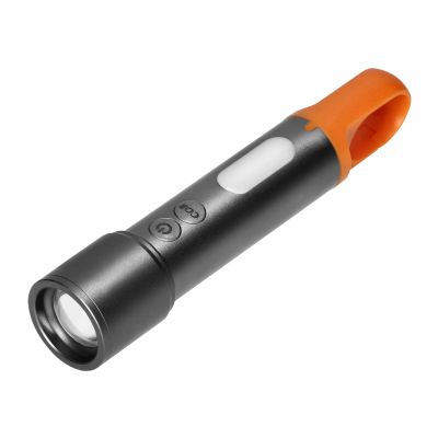 Latarka LED SMD 10W + COB 2W, 350lm, 1200 mAh, funkcja zoom, kolorowe nakładki (LT-18)