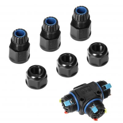 Konektor kablowy trójnik T z szybkozłączką IP68, 3x4mm2, 400V/16A (OR-AE-13622)