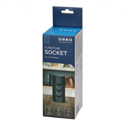 Gniazdo meblowe 3x2P+Z (Schuko), czarne (OR-GM-9001(GS)/B)