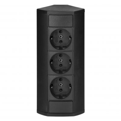 Gniazdo meblowe 3x2P+Z (Schuko), czarne (OR-GM-9001(GS)/B)