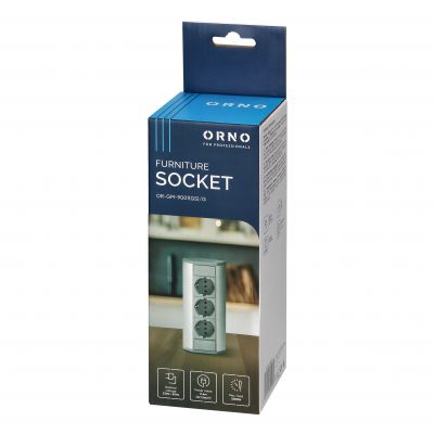 Gniazdo meblowe 3x2P+Z (Schuko), szaro-srebrne (OR-GM-9001(GS)/G)