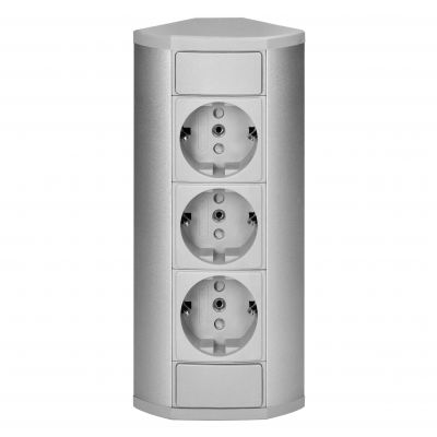 Gniazdo meblowe 3x2P+Z (Schuko), szaro-srebrne (OR-GM-9001(GS)/G)