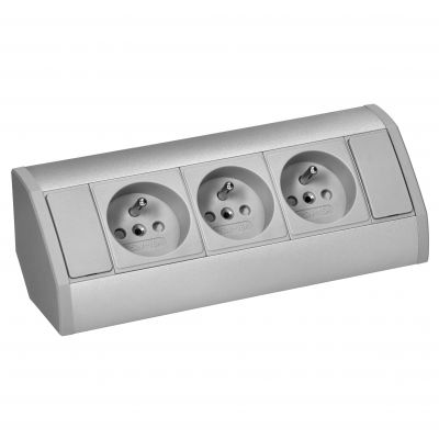 Gniazdo meblowe 3x2P+Z, szaro-srebrne (OR-GM-9001/G)