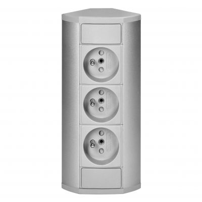 Gniazdo meblowe 3x2P+Z, szaro-srebrne (OR-GM-9001/G)
