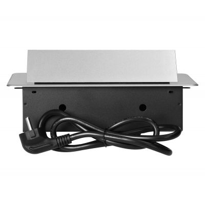 Gniazdo meblowe wpuszczane w blat z płaskim frezowanym rantem i przewodem 1,5m, 3x2P+Z, srebrne (OR-GM-9033/G)