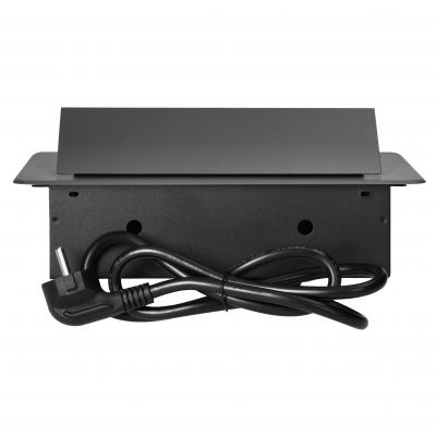 Gniazdo meblowe wpuszczane w blat z płaskim frezowanym rantem i przewodem 1,5m, 3x2P+Z, grafitowe (OR-GM-9033/GR)